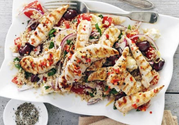 Grilled chicken with Greek rice salad